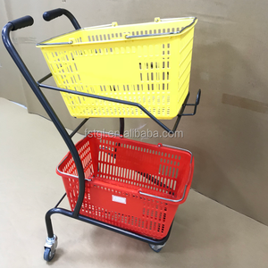 Alta calidad cesta de plástico de estilo japonés de carrito de compras 4-rueda de <span class=keywords><strong>carro</strong></span> de supermercado <span class=keywords><strong>carro</strong></span> - Product Image 4