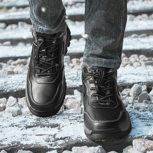 Chaussures de montagne pour hommes en cuir de vachette, grande taille 48, transfrontalières, sportives et décontractées, à surface souple, semelle souple, basses, hiver, PU - Product Image 3
