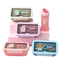 Boîte à bento mignonne en PP avec couvercle en PP pour le déjeuner scolaire des enfants et bouteille d'eau Conteneur de stockage de nourriture élégant pour les enfants