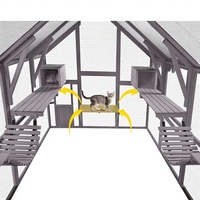 Chilochilo Walk-in Étanche Extra Large En Bois Chat Maison Cage Villa Catio Kitty Enclos Chat Condo Parc pour Extérieur