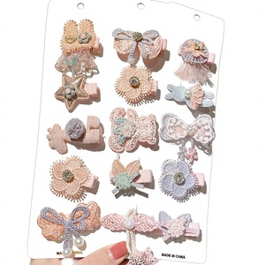 Cute Winter Fabric Bow High Quality Animal/Cartoon Design Decorative Hair Clips 5pcs Per Set for Girls and Toddlers - Product Image 3