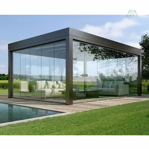 Pergola bioclimatique motorisée à toit rétractable en aluminium avec lames orientables, auto-réparante et étanche - Product Image 3