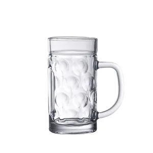 560ml Clear Decal Printing Logo Glass Beer Mug/thick Beer Glass Cup With Handle
