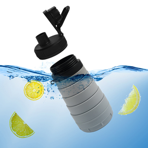 ขวดน้ำซิลิโคนปลอดสาร BPA คุณภาพสูง พับได้ บีบได้ พกพาสะดวก สำหรับเดินทาง ออกกำลังกาย เล่นกีฬา พร้อมช่องเก็บของ - Product Image 4