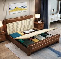 Meubles de chambre à coucher classiques en bois massif, lit en bois massif de style rétro chinois en noyer, taille Queen, 1,8 mètre, lit plateforme en bois taille King