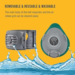 Masque respiratoire demi-visage réutilisable en silicone, anti-poussière et anti-gaz, avec filtre pour la protection contre la poussière - Product Image 4
