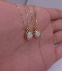 14K Gold Pink <b>Opal</b> <b>Necklace</b>, <b>Opal</b> Gold Pendant, Dainty <b>Necklace</b>, October Birthstone <b>Necklace</b>, Bridesmaid <b>Necklace</b>, Gift For Her - Product Image 5