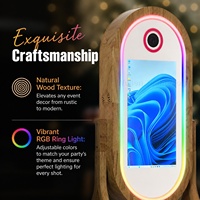 Machine de photomaton numérique ovale à écran tactile en bois, miroir magique instantané, photomaton rétro DSLR