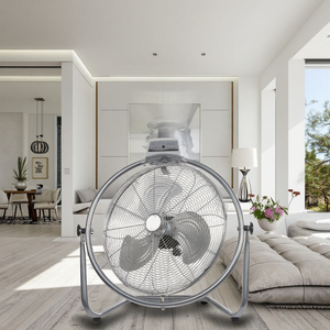 Ventilador Industrial Moderno de Metal Plateado con Cabezal Giratorio de 360° para Exteriores, Sala de Estar, Dormitorio, Fuente de Alimentación Portátil, Ventilador Portátil para el Hogar - Product Image 5