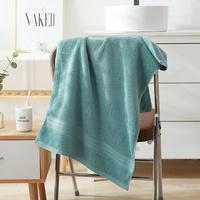 Petite serviette de bain unie en coton peigné à fibres longues 50*100cm, en pur coton, pour enfants, épaissie, douce, absorbante, brodée