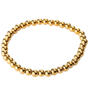 Stainless Steel Bead <b>Bracelet</b> Set | 18K PVD Gold <b>Stretch</b> Elastic Ball <b>Bracelets</b> Stackable Waterproof Tarnish Resistant Jewelry - Product Image 5