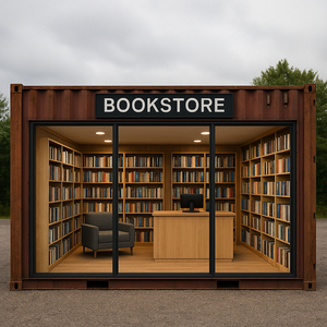 مكتبة خارجية معاصرة من حاويات الشحن، مساحة قراءة مؤقتة، كشك عرض ثقافي، هيكل فولاذي بألواح ساندويتش - Product Image 4
