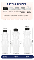 Botellas de Bebidas con Forma de Oso de 500 ml, Diseño Moderno, Tapa de Aluminio, Envase de Plástico PET para Jugo, Agua, Leche, Té, en Existencia