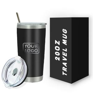 20 Oz Stainless Steel Tumbler Vacuum Insulated Travel Mug <b>With</b> <b>Straw</b> Lid Custom Logo Minimalist Design Color Box Packaging - Product Image 1