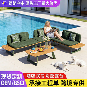 Conjunto de sofás de jardín para exteriores con estructura de aluminio, diseño contemporáneo impermeable para patio, terraza de piscina, 6 plazas - Product Image 2