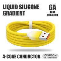 Cable USB 2.0 Tipo-C de Silicona Líquida Grueso 6A con Carga Rápida de 4 Núcleos, Compatible con Teléfonos Móviles y Otros Dispositivos