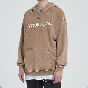 เสื้อฮู้ดดี้โอเวอร์ไซส์ทรงหลวมสไตล์เรโทร ผ้าถักแบบวอช ย้อมสีด้วยแว็กซ์  ผ้าฝ้ายหนา 420 กรัม กันลม เป็นมิตรต่อสิ่งแวดล้อม สำหรับผู้ชาย - Product Image 3