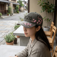 Gorra de Béisbol de 6 Paneles con Bordado 3D Personalizado, Gorra de Algodón Premium con Bordado Floral en Color de Contraste para Marcas de Marca Privada