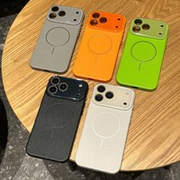 Étui de protection magnétique en cuir à motif pour iPhone 17 Air 16 15 14 12 13 Pro Max, couleur unie