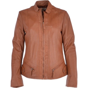 Women's Vintage Slim Fitted Soft Genuine Leather Waterproof Windproof Eco-Friendly Winter Biker Jacket <b>UK</b> Size 6 24 - Product Image 1