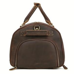 Sac de voyage week-end sport en cuir véritable durable personnalisé, doublure en polyester résistante à l'eau, fermeture éclair, réglable - Product Image 3