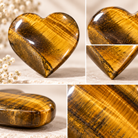 Pierre de palmier en cristal œil de tigre jaune polie de 7 cm à 8,5 cm pour la décoration intérieure, les cadeaux et la collection