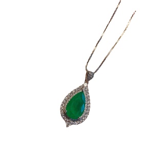 Delicate Eco-friendly Copper Teardrop Green Zircon Pendant <b>Earrings</b> Rings <b>Set</b> Water Drop Jewelry <b>Set</b> for Romantic Events - Product Image 1
