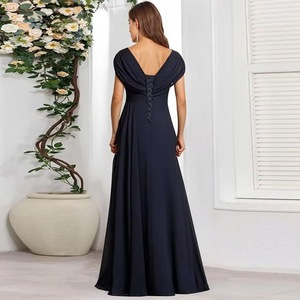 Vestido Largo de Gasa para Mujer, Estilo Línea A, con Manga Corta, Formal, para Invitadas de Boda, Vestidos para Madre de la Novia - Product Image 6