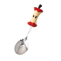Ensemble créatif de cuillères à dessert et fourchettes à collation en acier inoxydable 304 avec manche en silicone mignon en forme de pomme, petit ustensile de cuisine pour café
