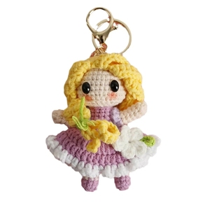 <span class=keywords><strong>Muñeca</strong></span> <span class=keywords><strong>princesa</strong></span> de dibujos animados súper linda, tejida a mano, colgante de ganchillo de cuatro hilos de lana, llavero exquisito hecho a mano - Product Image 5