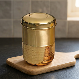 Golden Metal Spice Container Round Airtight <b>Food</b> Storage <b>Jar</b> Minimalist Design Polished Finish 1 Layer Keep Fresh - Product Image 4