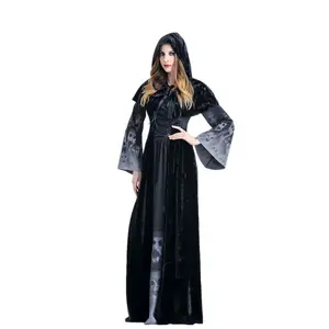 Halloween Cosplay Vrouwen Zwarte Demon Kostuum Kerst Kostuum Heks Kostuum Vampire God Van Death Jurk