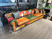 Canapé de bar vintage Aviator antique en cuir Chesterfield industriel rétro avec capitonnage en cuir véritable