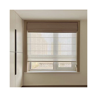 Persianas Romanas de Lino Natural para Interiores, con Cordón, Material de Poliéster, Tamaño Personalizado, para el Hogar
