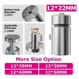 12*25mm attache en acier inoxydable panneau publicitaire clou à vis pour miroir en verre décoratif support de panneau publicitaire - Product Image 3