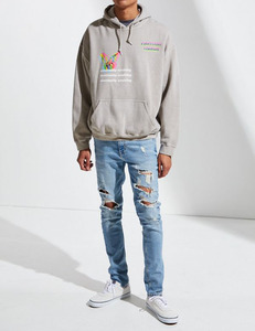 بيع بالجملة جينز رجالي أسود بقصة ضيقة متوسط الارتفاع مدمر جينز ضيق من الشركات المصنعة في الصين - Product Image 5