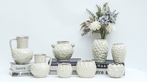 Vase à fleurs en céramique pour décoration intérieure, vase de sol en céramique pour style rustique vintage, vase de bureau pour plantes et fleurs - Product Image 3
