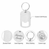 Pembuka Botol Gantungan Kunci Logam Stainless Steel OEM Custom, Pembuka Tutup Botol Bir, Cincin Kunci Logam untuk Hadiah Promosi Perusahaan