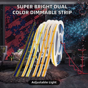 Tira de LED Súper Brillante de 608 LED, Atenuable, de Doble Color, DC24V, 10 mm de Ancho, COB Suave, CCT Ajustable, Blanca, con Control Remoto - Product Image 2