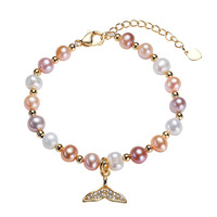Bracelet queue de poisson en perles HECATE, perles de 6 mm, perles d'eau douce de qualité supérieure, micro-défauts, fait main pour femmes