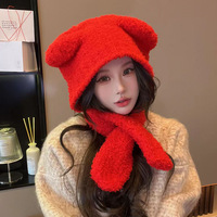 Bonnet tricoté chaud Y2K avec oreilles d'ours mignonnes, bonnet tendance de couleur unie pour couple, protection des oreilles en crochet, automne-hiver