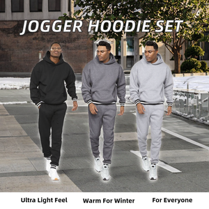 OEM Windproof Winter Clothing Two Piece Outfits Set Mens <b>Jogger</b> Track Suit Sweatsuit Unisex Sweatpants and Hoodie Set - Product Image 2