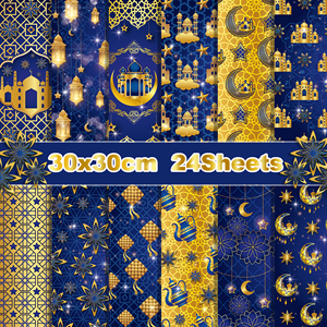 Huancai kertas Scrapbook pola Ramadan Mubarak kertas kerajinan DIY dua sisi untuk hadiah pembungkus foto Album perlengkapan pesta Lebaran - Product Image 2