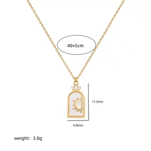 Kalung mahkota Zircon liontin bunga bulan matahari mata pohon kelapa <span class=keywords><strong>Tarot</strong></span> transparan motif kaca musim panas - Product Image 5