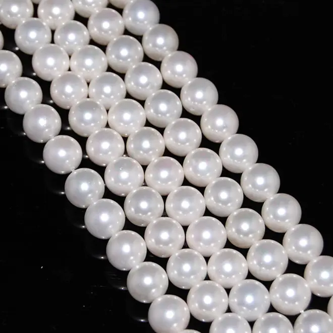 Perles de coquillage naturelles rondes blanches de 12mm en vrac