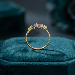 Pink <b>Opal</b> Pear Cut Cluster <b>Ring</b> S925 Sterling Silver Rhodium Plated Multi-Stone Party OEM Wholesale Thailand - Product Image 2