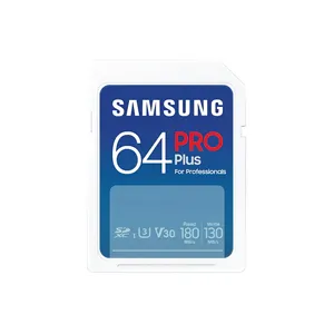 Carte mémoire Samsung PRO Plus Caméras 3D 64 Go U3/V30 Compatible Vidéo 4K Matériau plastique