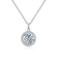 Conjunto de Joyería Fina de Lujo para Novia, Plata de Ley 925, Moissanita Redonda de Corte Brillante de 1, 1.5, 2 y 3 Quilates