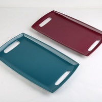 Plateau de service rectangulaire en mélamine bleu et rouge 40x24x2.5cm avec poignée laquée, durable, résistant au lave-vaisselle, pour restaurant, cuisine et usage domestique