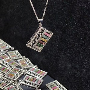 Pendentif <span class=keywords><strong>en</strong></span> tourmaline <span class=keywords><strong>de</strong></span> couleur naturelle, incrusté, design spécial, ornement abacus, <span class=keywords><strong>vente</strong></span> chaude, patate douce populaire - Product Image 2
